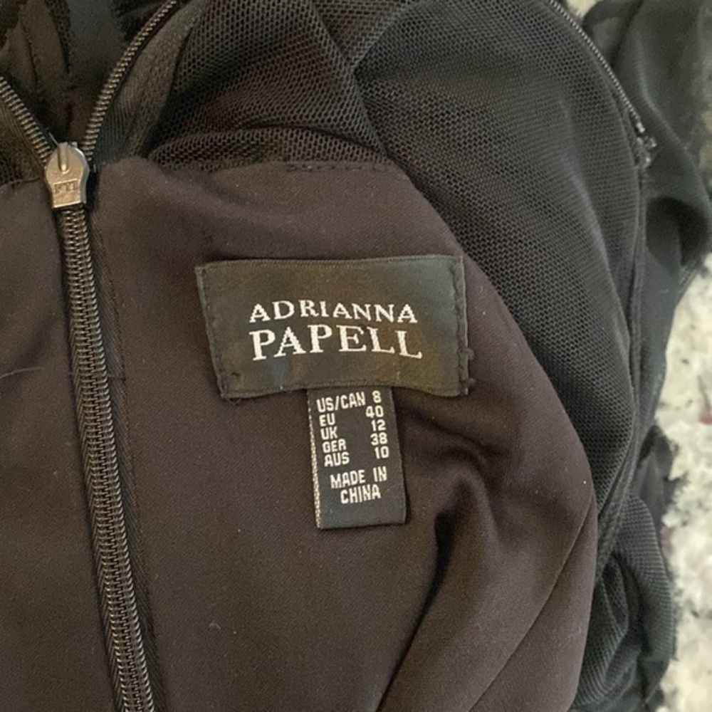 Adrianna Papell black rosette sheer mesh evening dress 8 NN18 - Picture 10 of 11